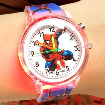 Продажа Disney Spiderman Watch детские Люминесцентные часы Glow кожаные Часы Кварцевые часы для мальчиков и девочек подарок ребенку reloj montre relogio