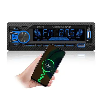 Радио с одним Din-дисплеем, автомобильный стереосистема, Мультимедийный аудиоплеер, Bluetooth 5.1, быстрая зарядка через USB, Голосовое управление FM / AM, приложение для радиотелефона