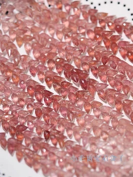 РАССЫПЧАТЫЕ бусины розово-красная клубничная капля кварца граненая 7-10 мм оптом для ювелирных изделий 