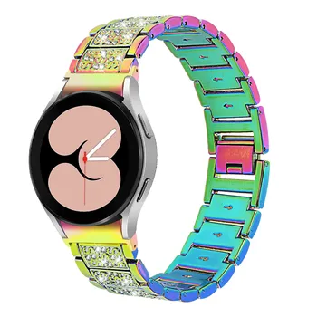 Ремешок для Samsung Galaxy Watch 4 из нержавеющей стали, 40 мм, 44 мм, металл с бриллиантами, модный ремешок