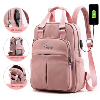 Рюкзаки для ноутбука для девочек, розовые Мужские сумки с USB-зарядкой, Женские дорожные рюкзаки, Школьные сумки, Сумка для мальчиков-подростков mochila escolar 2023