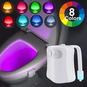 Светодиодный 8 цветов Декоративный светильник для туалета IP65 Водонепроницаемый датчик движения Ночник для ванной комнаты со сменной батареей для туалета