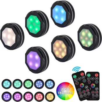Светодиодный ночник с автоматическим датчиком на батарейках, 16 цветов RGB-подсветки, кабинетные светильники для освещения комнаты, коридора, спальни