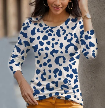Сексуальная женская футболка, модная повседневная футболка с леопардовым принтом, короткий рукав для девочек, уличные красивые футболки с круглым вырезом, женские футболки с длинным рукавом