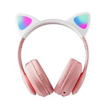 Складные Беспроводные Наушники Cute Cat Ear Heavy Bass Наушники Высокого Качества HIFI Bluetooth 5.0 С Спортивным Микрофоном И Шумоподавляющими Гарнитурами