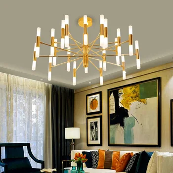 Современная модная дизайнерская подвесная люстра в стиле арт-деко со светодиодной подсветкой черного золота для кухни, гостиной, спальни на чердаке