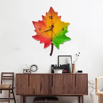 Современные декоративные настенные часы Universal Living Room Household Decor Подвесные часы Maple Leaf Art Ресторанные часы Подвесные настенные