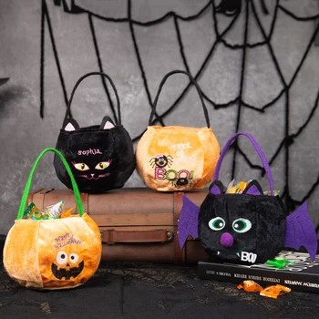 Сумка-тоут для Хэллоуина с индивидуальным названием, покупательница подарков для друзей, Милая сумка для покупок на Хэллоуин, Многоразовые сумки