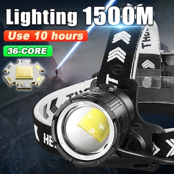 Супер Мощный светодиодный налобный фонарь XHP360 высокой мощности Перезаряжаемый USB-налобный фонарь 18650 Наружный водонепроницаемый налобный фонарь для кемпинга