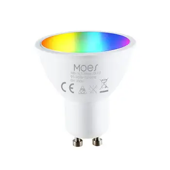 Умная лампа Wi-Fi Умная светодиодная лампа Wi-Fi 5 Вт RGB, меняющая цвет, светодиодная подсветка, голосовое управление, 400ЛМ, энергосберегающий теплый белый свет.