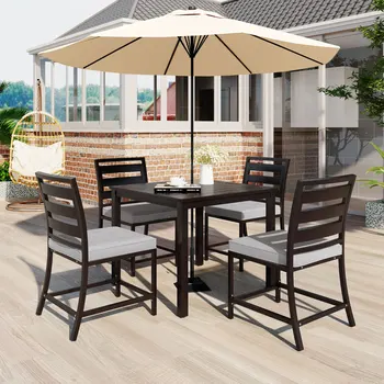 Уникальный дизайн Уличного обеденного стола и стульев на четырех персон отличного качества, подходящих для дворов, балконов, газонов