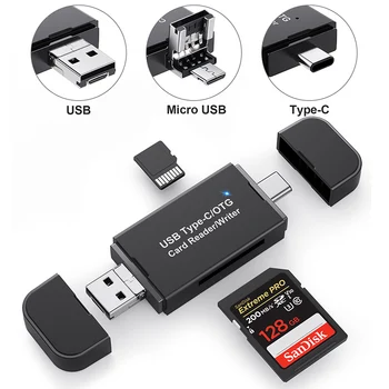 Устройство чтения карт OTG SD TF, адаптер высокоскоростной передачи данных, адаптер флэш-накопителя USB Type C, устройство чтения карт Micro USB USB 2.0