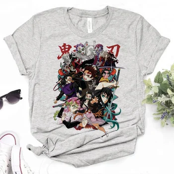 Футболка Demon Slayer, женская футболка с графическим рисунком, забавная одежда в стиле харадзюку для девочек