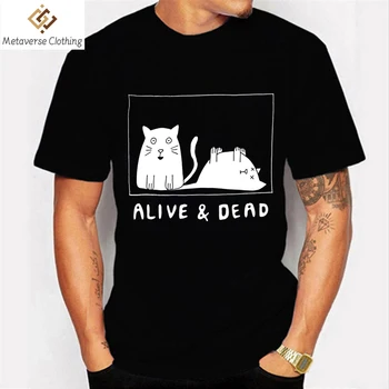 Футболка Schrodinger's Cat Alive and Dead для мужчин, Одежда, Мужские футболки, Летние Футболки больших размеров, Негабаритная футболка, Мужские футболки, Топы