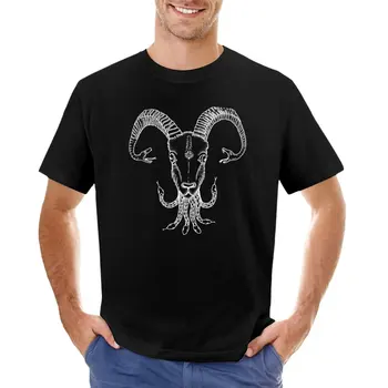Футболка с козлом и змеями, футболка для мальчика, винтажная одежда, мужские футболки с длинным рукавом