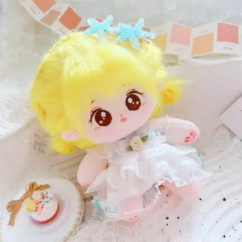Хлопковая кукла ручной работы, очаровательная 20-сантиметровая кукла-аниме-девочка, плюшевые куклы с пушистыми желтыми волосами, большими глазами, Незаконченная хлопковая набивка для детей