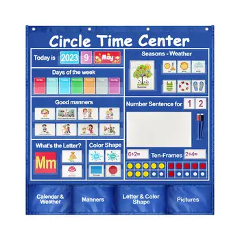 Центральный карман с 263 образовательными карточками Карманная таблица Circle Learning Center для элементарных домашних занятий по математике