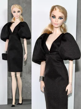 Черное церемониальное платье/ вечерний наряд с пышными рукавами/ 30 см кукольная одежда модная одежда Для 1/6 Xinyi FR ST Куклы Барби