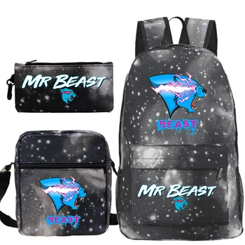 Школьные сумки для детей Beast с сумками через плечо Сумка для ручек Студенческие Дорожные Рюкзаки Школьный Рюкзак Детский рюкзак Mr Beast Bagpack