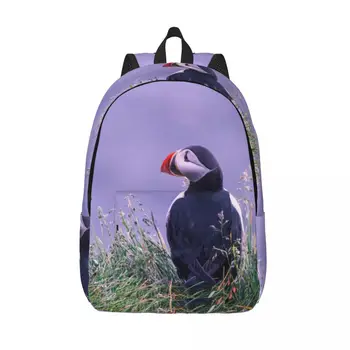 Школьный рюкзак для студентов, рюкзак Puffin Bird Grass, сумка для ноутбука, школьный рюкзак