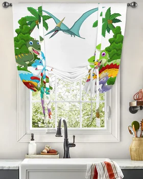 Шторы из кокосовой пальмы с динозавром для гостиной, спальни, Современная занавеска на окно, Кухня, Короткая занавеска