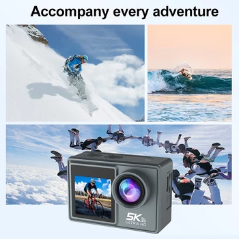 Экшн-камера 5K 30 кадров в секунду, широкоугольная водонепроницаемая видеокамера для улицы, 170 градусов, Дистанционное управление, Wi-Fi, фото-петля с синхронизацией, видео SD 128 ГБ