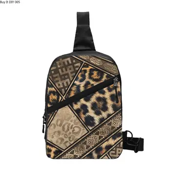 Этнические орнаменты Коричневая сумка-слинг с леопардовым принтом в виде животных, рюкзак из кожи Леопарда через плечо, рюкзак для велоспорта, рюкзак для кемпинга