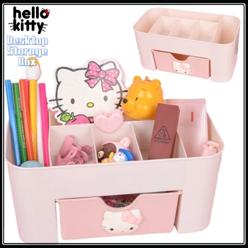 Ящик для хранения Hello Kitty на рабочем столе Креативный Милый Ящик Корзина для хранения Косметики Канцелярские Принадлежности Органайзер Для хранения Коробка для студенческого общежития